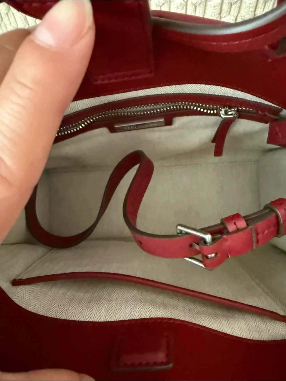 Tory Burch Deep Berry Leather Tote with Logo Medallion